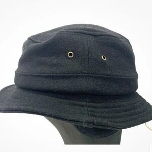 Dorfman Men HAT Medium Adventure‎ Black Wool Blend Ear Flap Outdoors Cabin